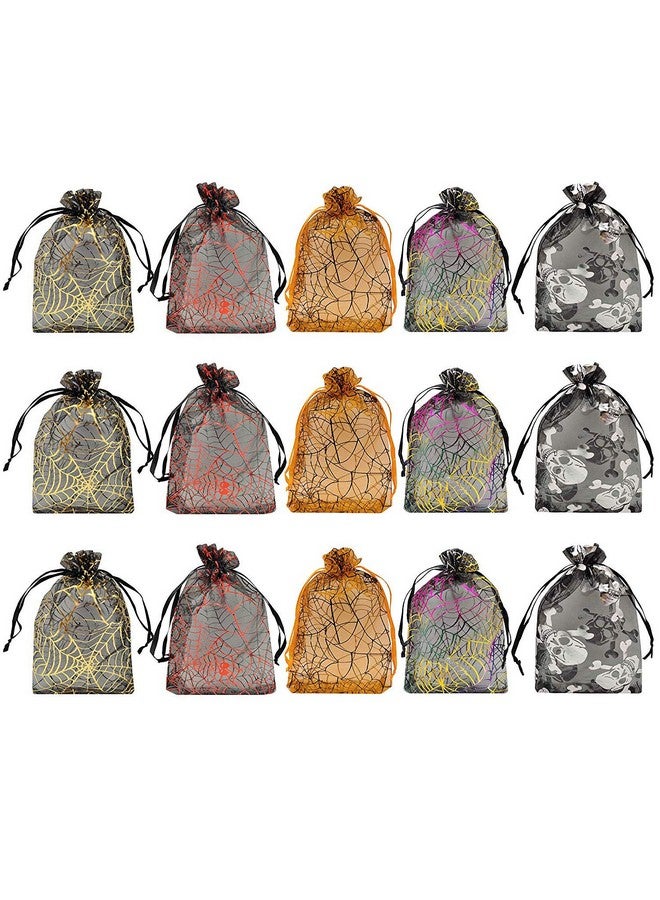 Tvoip Tvoip Organza Bags 100pcs/lot 4"x 6" (10x15cm) Drawable Black Spider Web Packing Bags Wedding Christmas Candy Jewelry Bags & Pouches (Orange(Spidery))  - Image 3