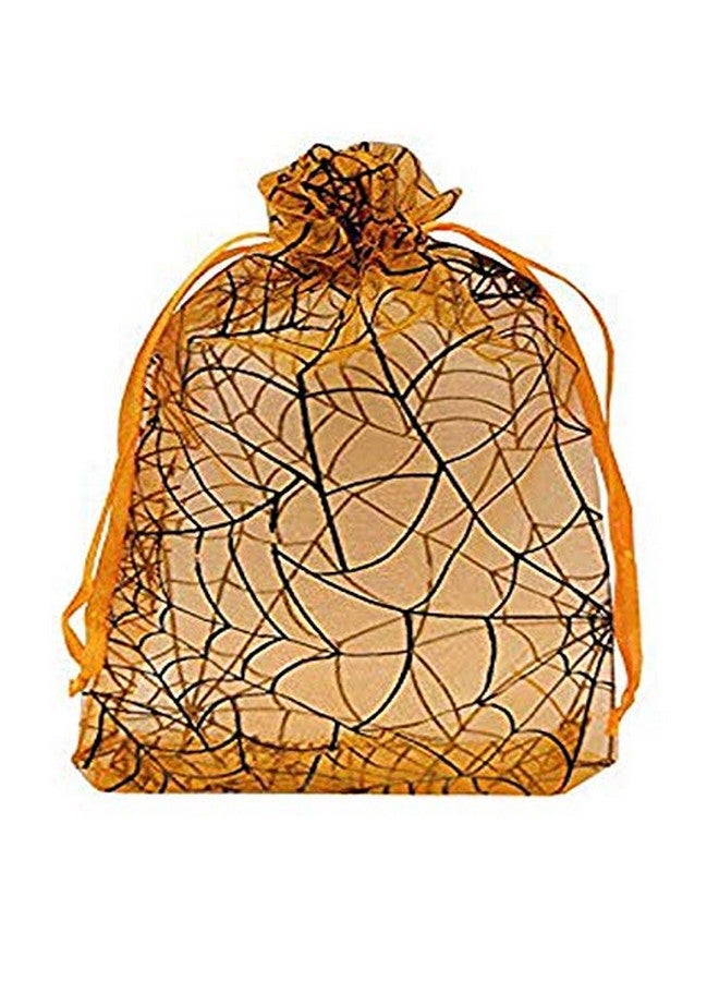 Tvoip Tvoip Organza Bags 100pcs/lot 4"x 6" (10x15cm) Drawable Black Spider Web Packing Bags Wedding Christmas Candy Jewelry Bags & Pouches (Orange(Spidery))  - Image 2
