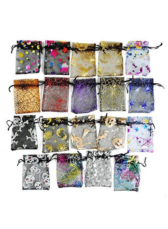 Tvoip Tvoip Organza Bags 100pcs/lot 4"x 6" (10x15cm) Drawable Black Spider Web Packing Bags Wedding Christmas Candy Jewelry Bags & Pouches (Orange(Spidery))  - Image 5