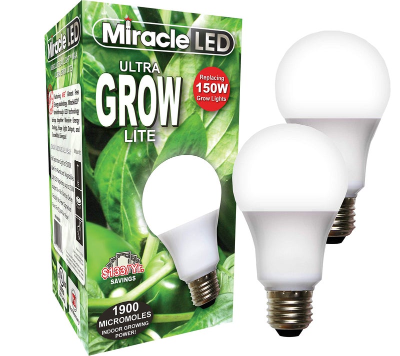 Miracle LED Commercial Hydroponic Ultra Grow Lite - Replaces up to 150W - Daylight White Full Spectrum LED Indoor Plant Growing Light Bulb For DIY Horticulture & Indoor Gardening (604273) 2 Pack - Image 5