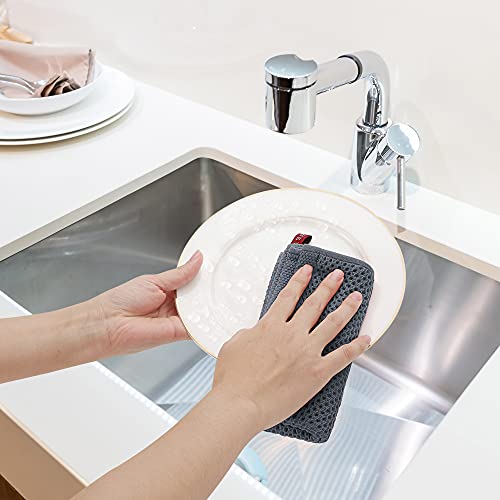PiccoCasa 100% Cotton Dish Cloths Rags - Waffle Weave Kitchen Towels for Washing Dishes - Soft Absorbent Dish Towels for Kitchen Drying - 6 Pack -13 x 13 Inch - Mixed Color - Image 2