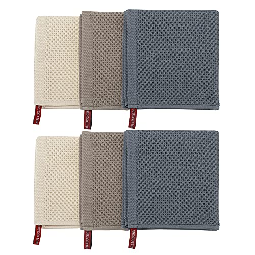 PiccoCasa 100% Cotton Dish Cloths Rags - Waffle Weave Kitchen Towels for Washing Dishes - Soft Absorbent Dish Towels for Kitchen Drying - 6 Pack -13 x 13 Inch - Mixed Color - Image 5