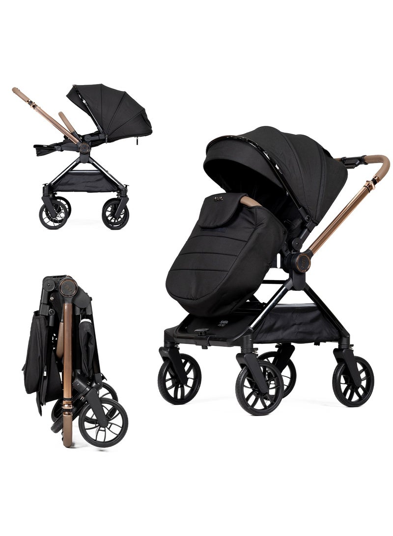 Kidilo Luxury Baby Stroller â€“ Foldable, Lightweight & Travel-Friendly Stroller with Golden Frame for Stylish Moms | Easy to Use, Compact Design, Smooth Ride, Adjustable Seat, and Large Storage Basket â€“ Perfect for Everyday Adventures - Image 1