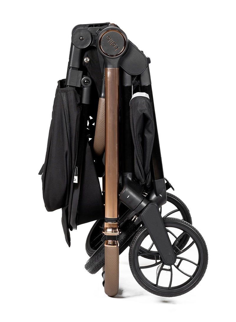 Kidilo Luxury Baby Stroller â€“ Foldable, Lightweight & Travel-Friendly Stroller with Golden Frame for Stylish Moms | Easy to Use, Compact Design, Smooth Ride, Adjustable Seat, and Large Storage Basket â€“ Perfect for Everyday Adventures - Image 5