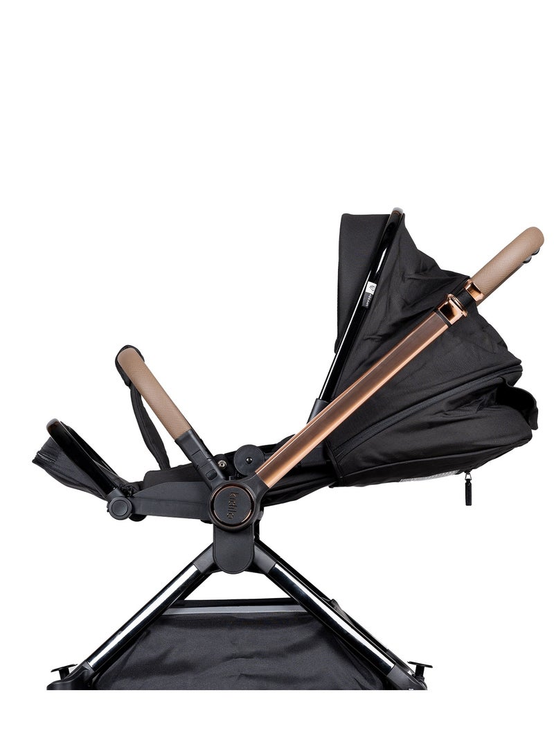 Kidilo Luxury Baby Stroller â€“ Foldable, Lightweight & Travel-Friendly Stroller with Golden Frame for Stylish Moms | Easy to Use, Compact Design, Smooth Ride, Adjustable Seat, and Large Storage Basket â€“ Perfect for Everyday Adventures - Image 4