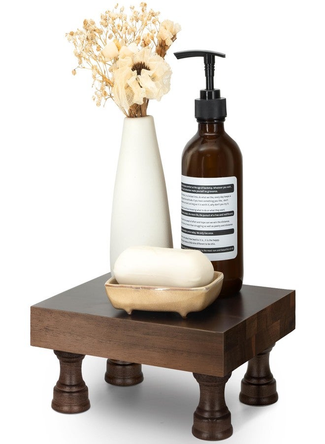 EOSAHR Decorative Display Risers for Farmhouse Decor - Acacia Wood Risers Display Stands for Bathroom Counter Organizer & Kitchen Sink Organizer (Brown Acacia Wood) - Image 1