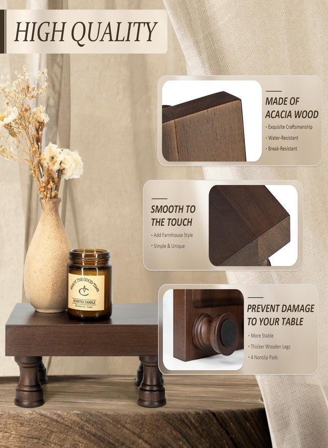 EOSAHR Decorative Display Risers for Farmhouse Decor - Acacia Wood Risers Display Stands for Bathroom Counter Organizer & Kitchen Sink Organizer (Brown Acacia Wood) - Image 5