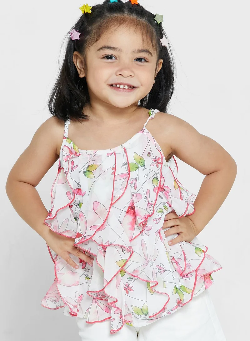 Nautinati Printed Tiered Georgette Top