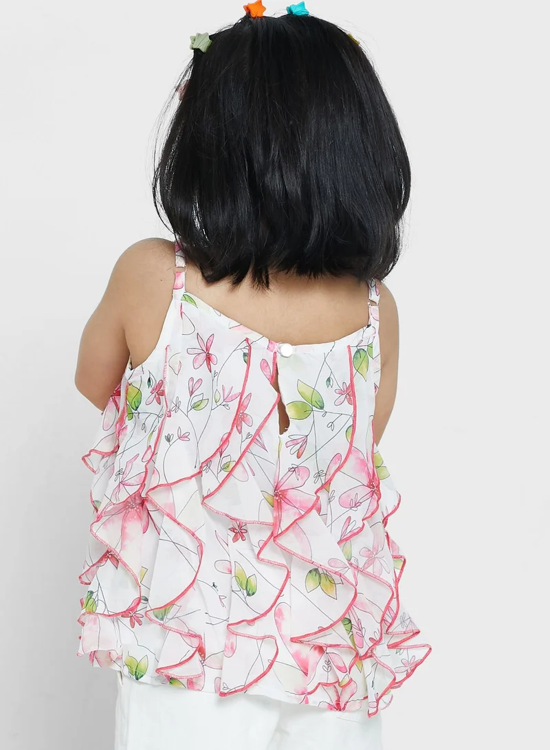 Nautinati Printed Tiered Georgette Top