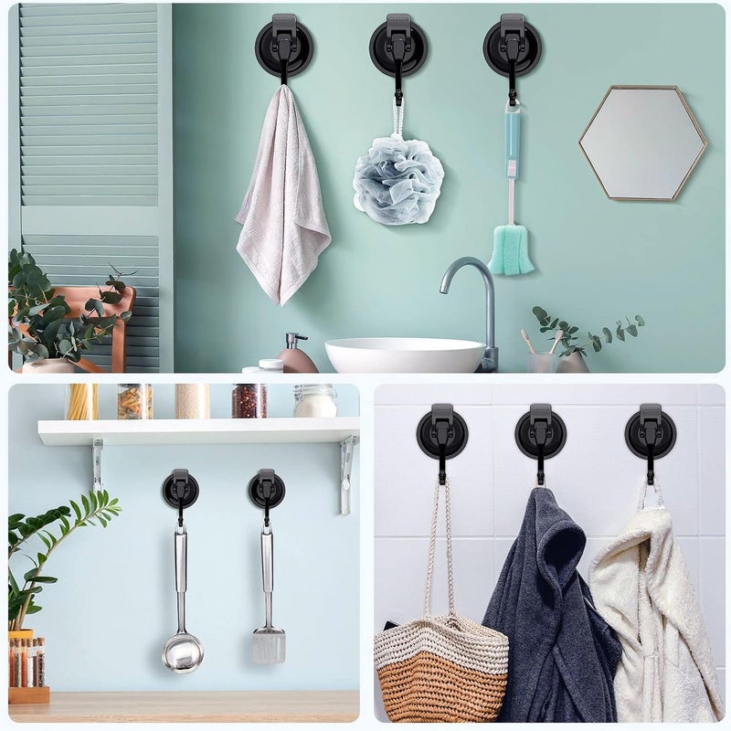 iRomic Heavy Duty Vacuum Suction Cup Hooks (4Pack),Black - Image 4
