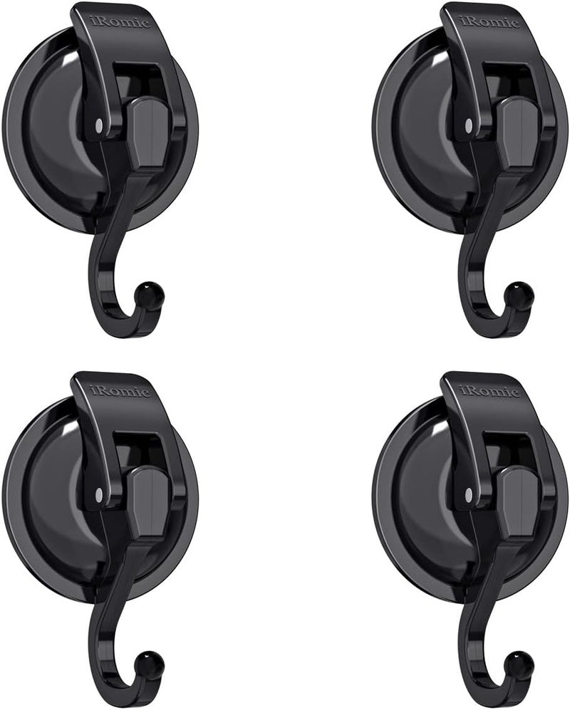 iRomic Heavy Duty Vacuum Suction Cup Hooks (4Pack),Black - Image 1