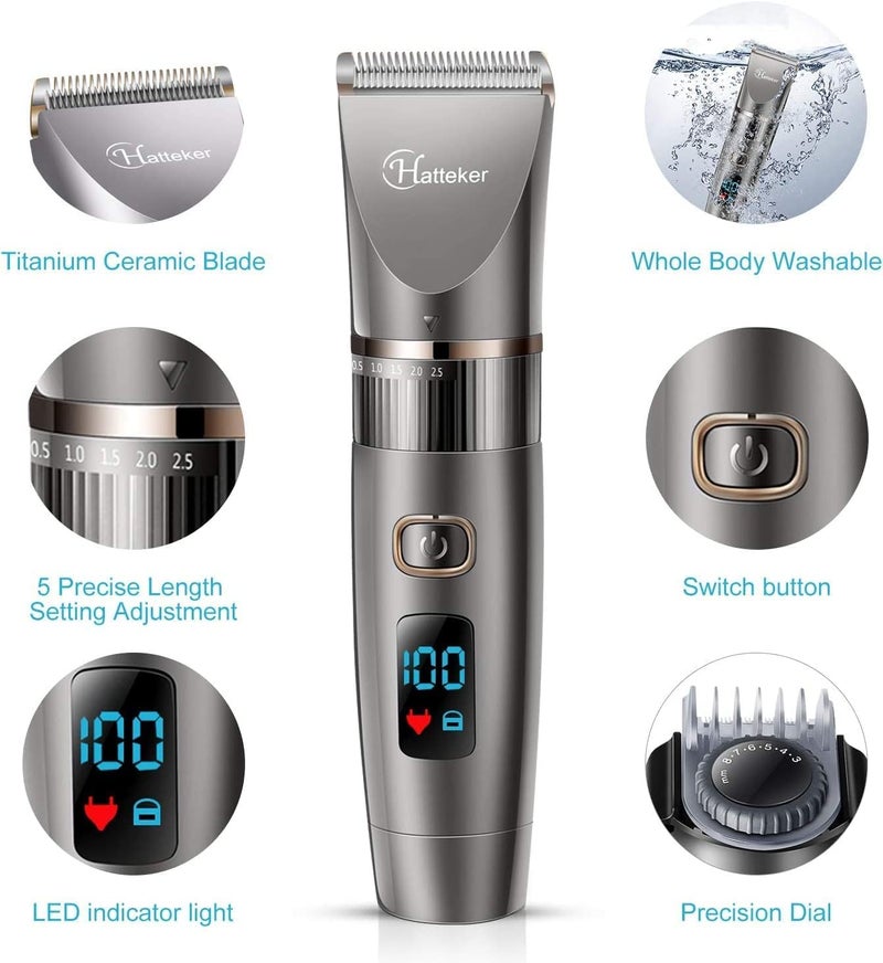 Hatteker Beard Trimmer for Men Professional Hair Clipper Hair Trimmer Shaver Haircut Detail Cutting Kit for Men Cordless Waterproof - Image 3