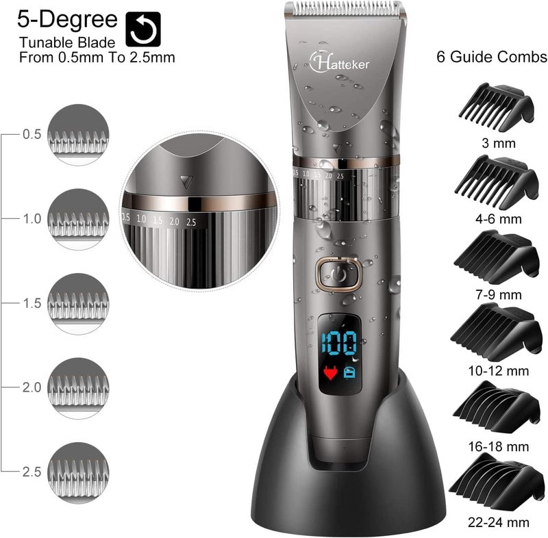 Hatteker Beard Trimmer for Men Professional Hair Clipper Hair Trimmer Shaver Haircut Detail Cutting Kit for Men Cordless Waterproof - Image 4