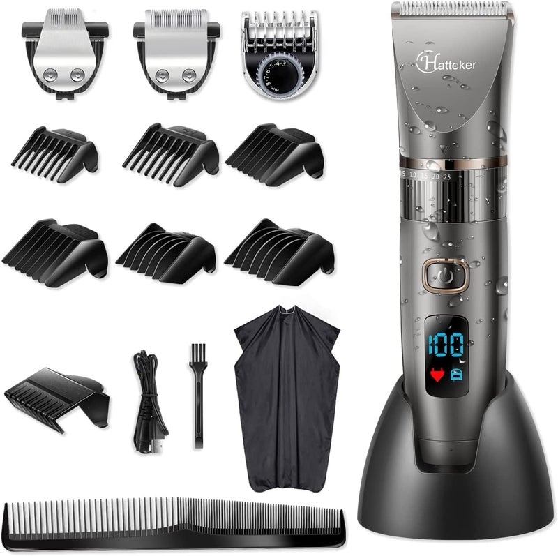 Hatteker Beard Trimmer for Men Professional Hair Clipper Hair Trimmer Shaver Haircut Detail Cutting Kit for Men Cordless Waterproof - Image 1