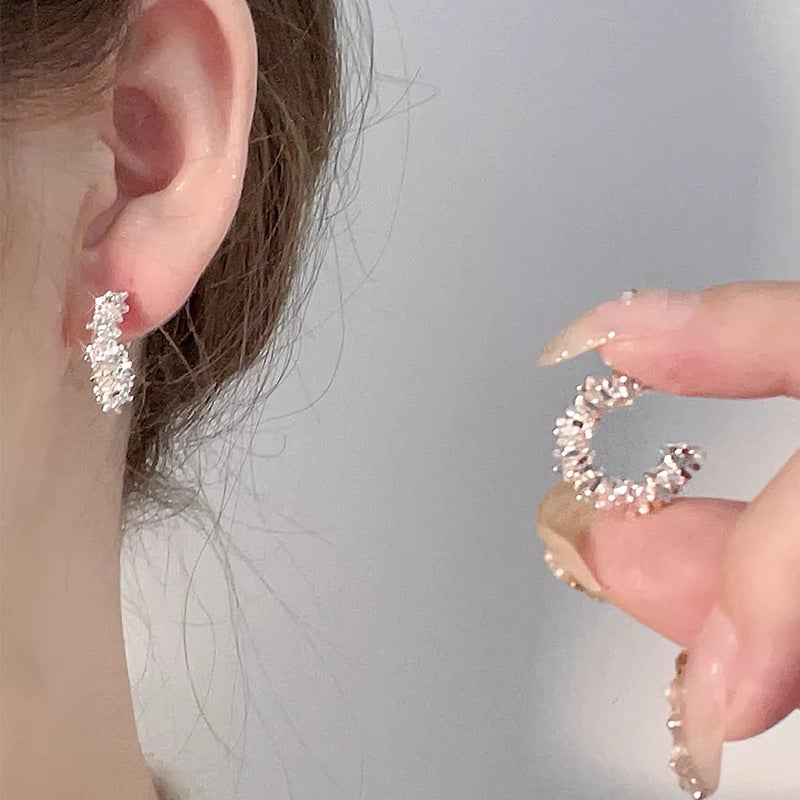S925 Silver Flower Earrings Set for Women E5902 SILVER (PAIR) - Image 1