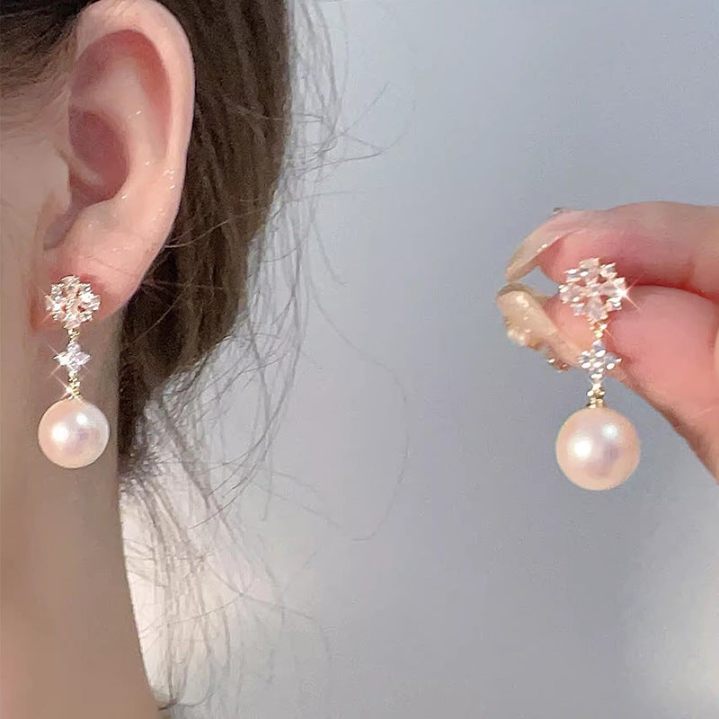 S925 Silver Flower Earrings Set for Women E5902 SILVER (PAIR) - Image 5
