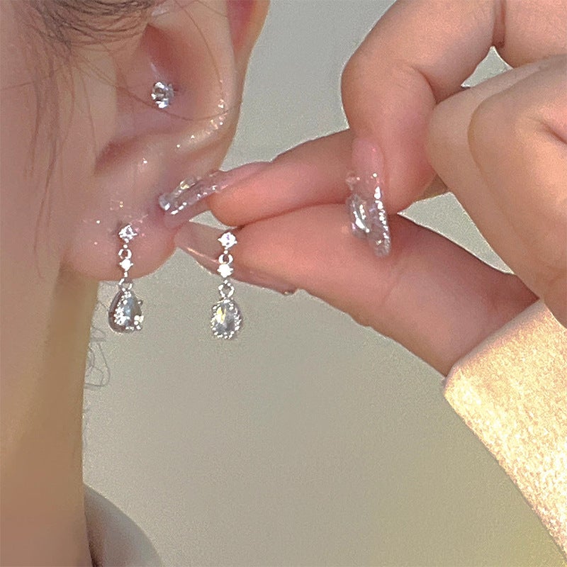 S925 Silver Flower Earrings Set for Women E5902 SILVER (PAIR) - Image 3