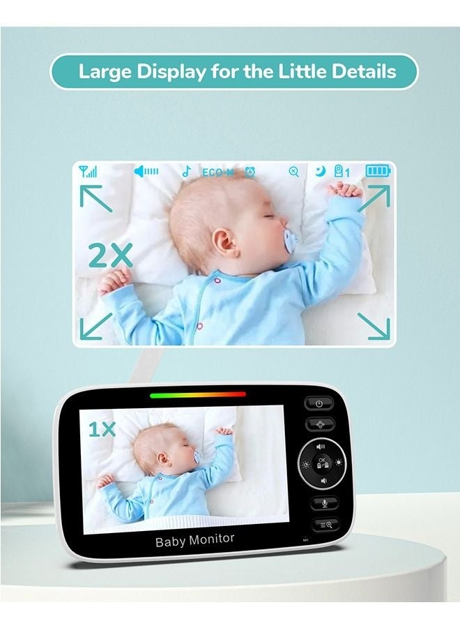 NH Baby Monitor with Camera and Audio | 4.3" Display | Pan-Tilt-Zoom | Night Vision | 2-Way Talk | Temperature Sensor | Lullabies | 960ft Range - Image 4