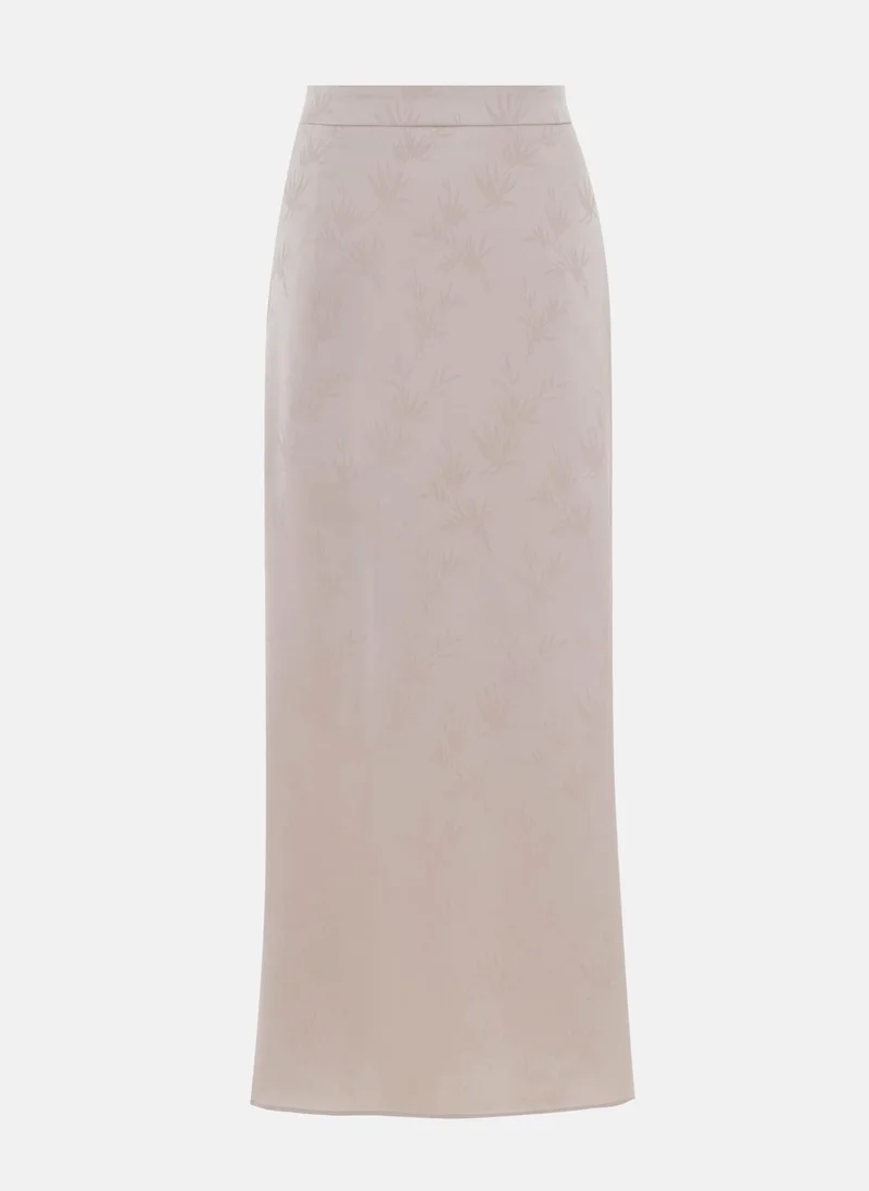 Lichi Satin maxi skirt with floral pattern