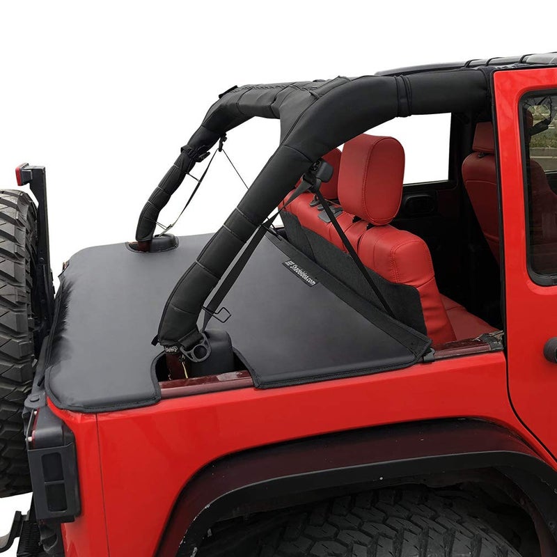 Shadeidea Tonneau Cover for Jeep Wrangler JK Unlimited 20072018 4 Door Rear Trunk Cover Cargo Vinyl Cover for JKU Tailgate Ton CoverBlack 3 Year Warranty