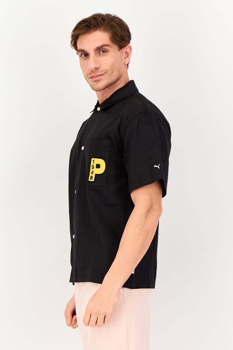PUMA Men Sportswear Fit Embroidered Short Sleeve Outdoor Polo Shirt, Black - Image 3