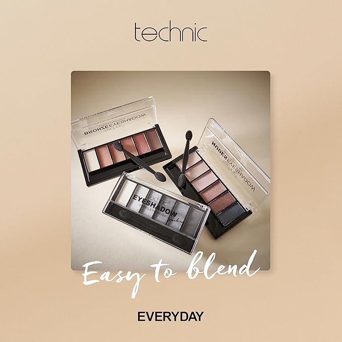 Technic Smokey Eyeshadow Palette 6 Pigmented Professional Long Lasting and Blendable Matte Shimmer Shades For the Perfect Smokey Eye Look True Grey Silver and Charcoal Shades 72g - Image 4