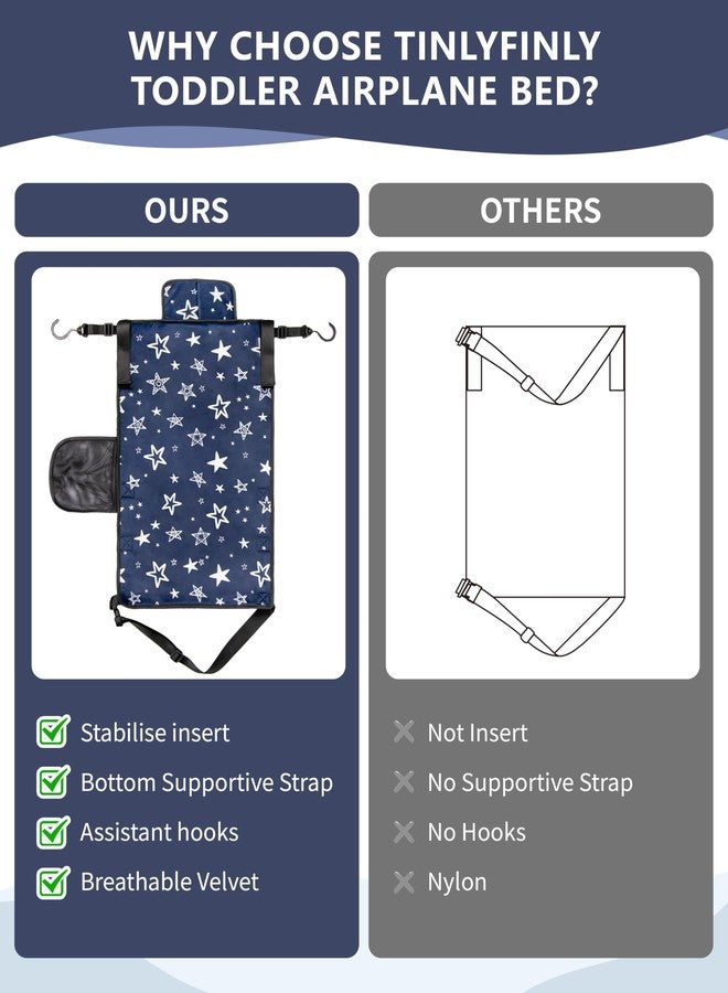 Tinlyfinly Toddler Airplane Bed, Soft Airplane Seat Extender for Kids, Baby Flight Portable Hammock Bed with Fasten Hook and Insert, Airplane Travel Essentials Kids, Anti-Slip - Plain, Dark Blue - Image 5