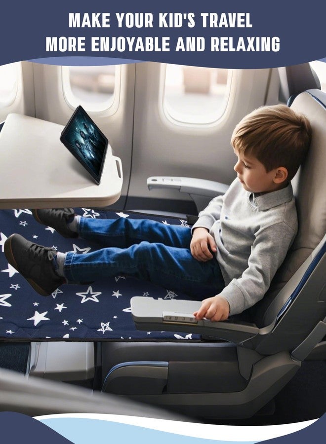 Tinlyfinly Toddler Airplane Bed, Soft Airplane Seat Extender for Kids, Baby Flight Portable Hammock Bed with Fasten Hook and Insert, Airplane Travel Essentials Kids, Anti-Slip - Plain, Dark Blue - Image 3
