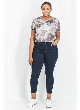 Bar III Women Round Neck Cuffed Sleeve Tie Dye Cropped Top, Grey  - Image 2