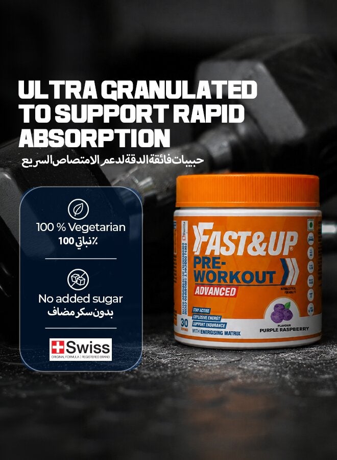 FAST&UP Pre Workout to Support Energy, Focus & Performance 30 servings Purple Raspberry flavour - Image 5