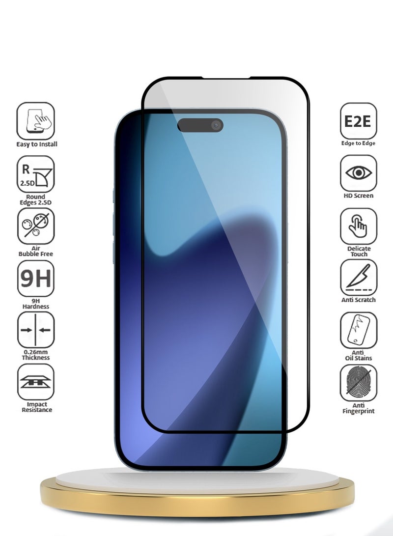 Wtech Apple iPhone Air 5G 2025 Premium E2E Series Full Glue Full Cover Tempered Glass Screen Protector (MSGECN) - Clear/Black - Image 2