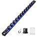 Reniteco Magnetic Socket Organizer 12 Drive Aluminum Alloy Socket Rail Heavy Duty Magnetic Socket Holder with 12PC 360 Swivel Removable Clips Magnetic Socket Rack for Tool Box Drawer Blue - Image 2