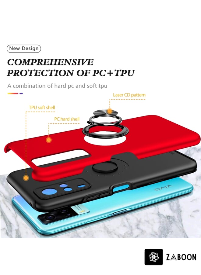 Zaboon Protective Case Cover For vivo Y31 PC + TPU Shockproof Magnetic Protective Case with Invisible Ring Holder - Image 2