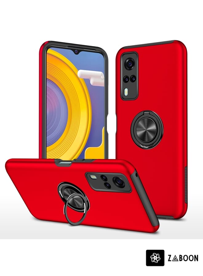 Zaboon Protective Case Cover For vivo Y31 PC + TPU Shockproof Magnetic Protective Case with Invisible Ring Holder - Image 1