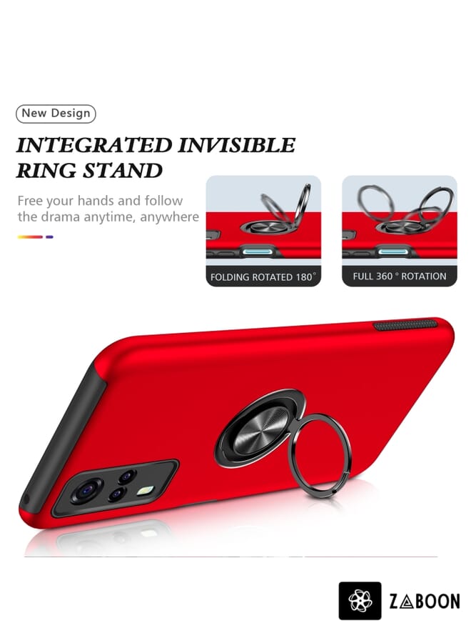 Zaboon Protective Case Cover For vivo Y31 PC + TPU Shockproof Magnetic Protective Case with Invisible Ring Holder - Image 5