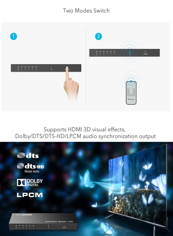 لينكينج LKV501HDR-V3.0 سويتش HDMI 5×1 - Image 5