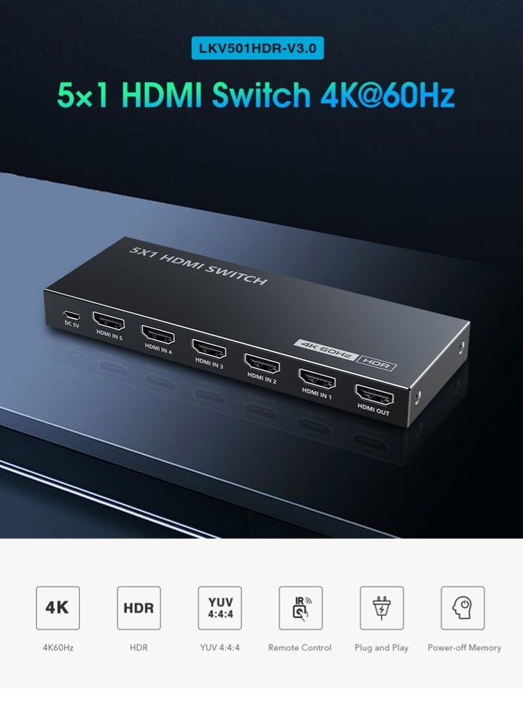 لينكينج LKV501HDR-V3.0 سويتش HDMI 5×1 - Image 3
