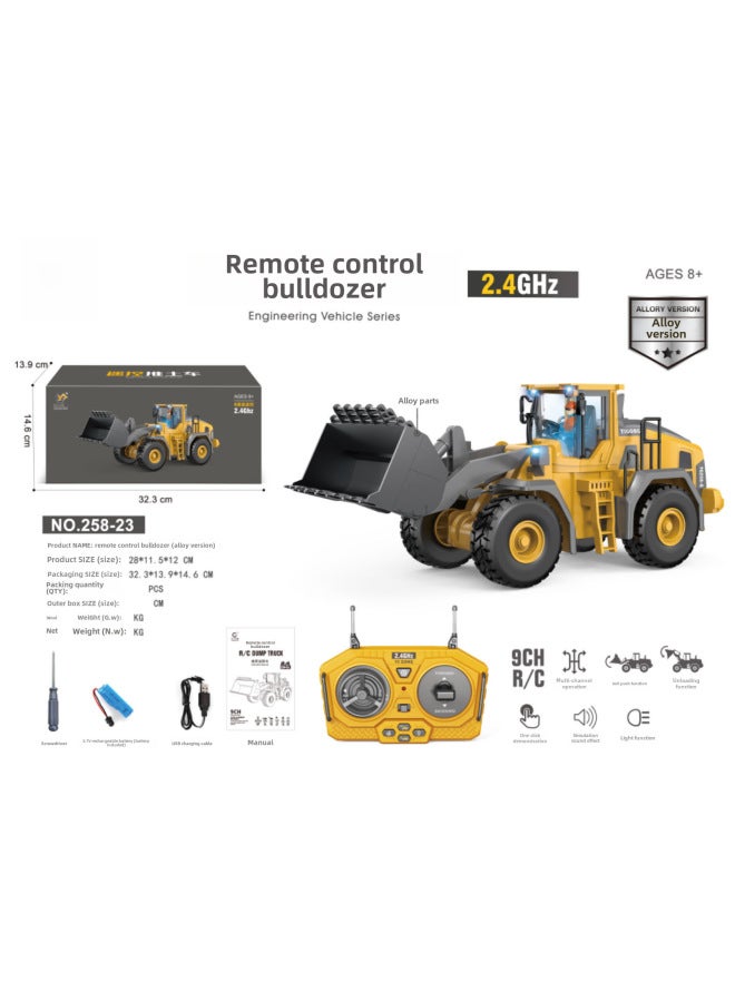 Large 2.4g Alloy Remote Control Excavator Self-dumping Truck Toy Engineering Tank Plaything Bulldozer-Color:258-23 Alloy 9-way Loading Truck - Image 1