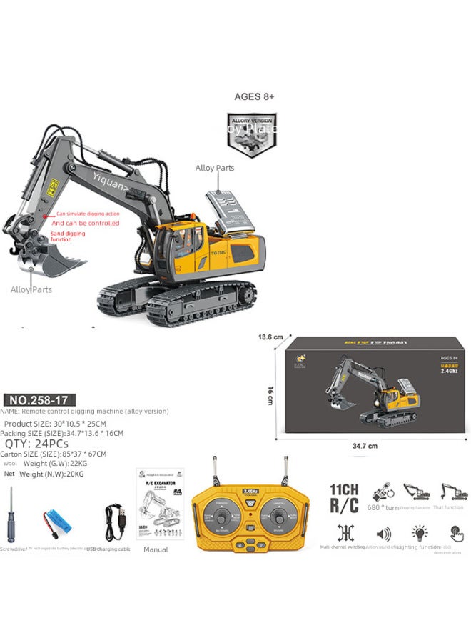 Large 2.4g Alloy Remote Control Excavator Self-dumping Truck Toy Engineering Tank Plaything Bulldozer-Color:258-23 Alloy 9-way Loading Truck - Image 3
