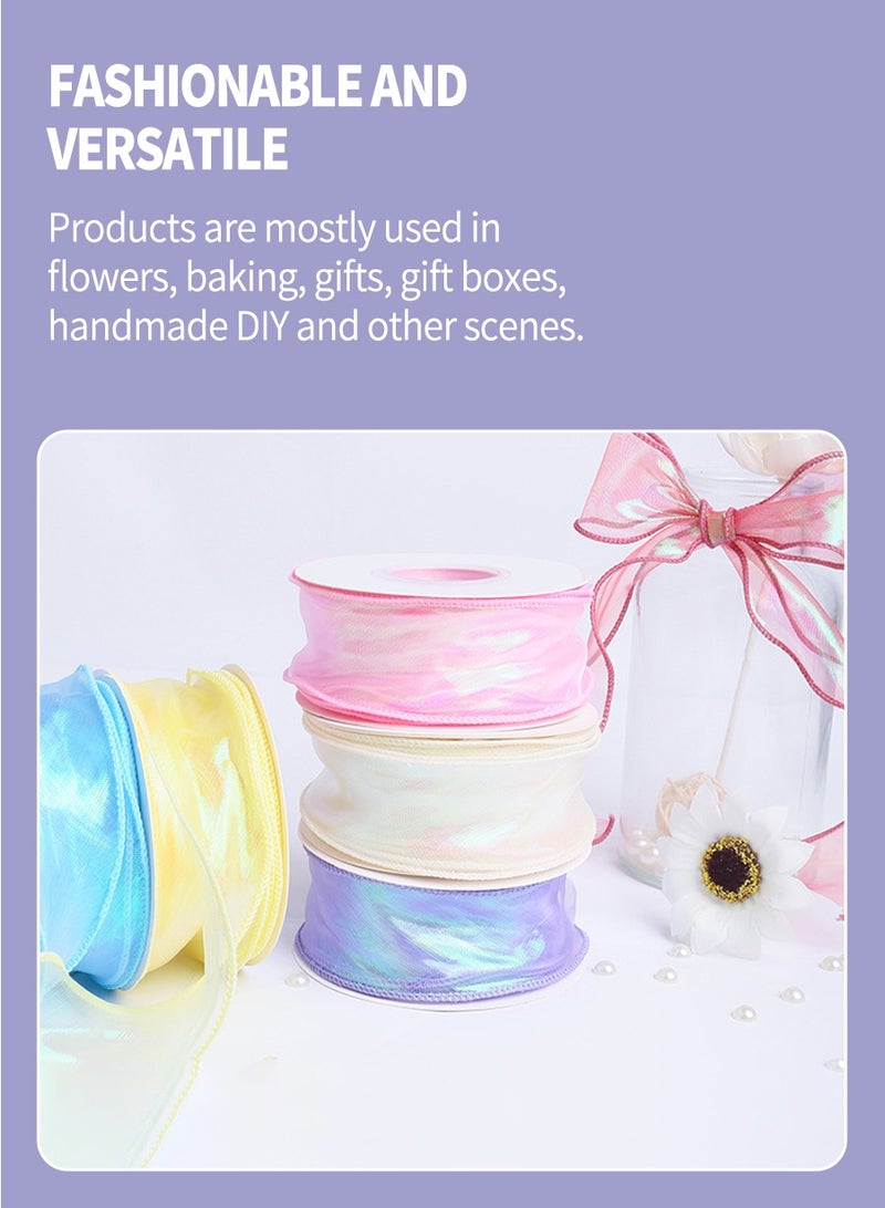 BEIRUI 4 rolls of illusion sash, DIY cake chiffon ribbon, wedding flower bow decoration, suitable for birthday, wedding, holiday, party, gift packaging, etc. (9 meters per roll) - Image 4