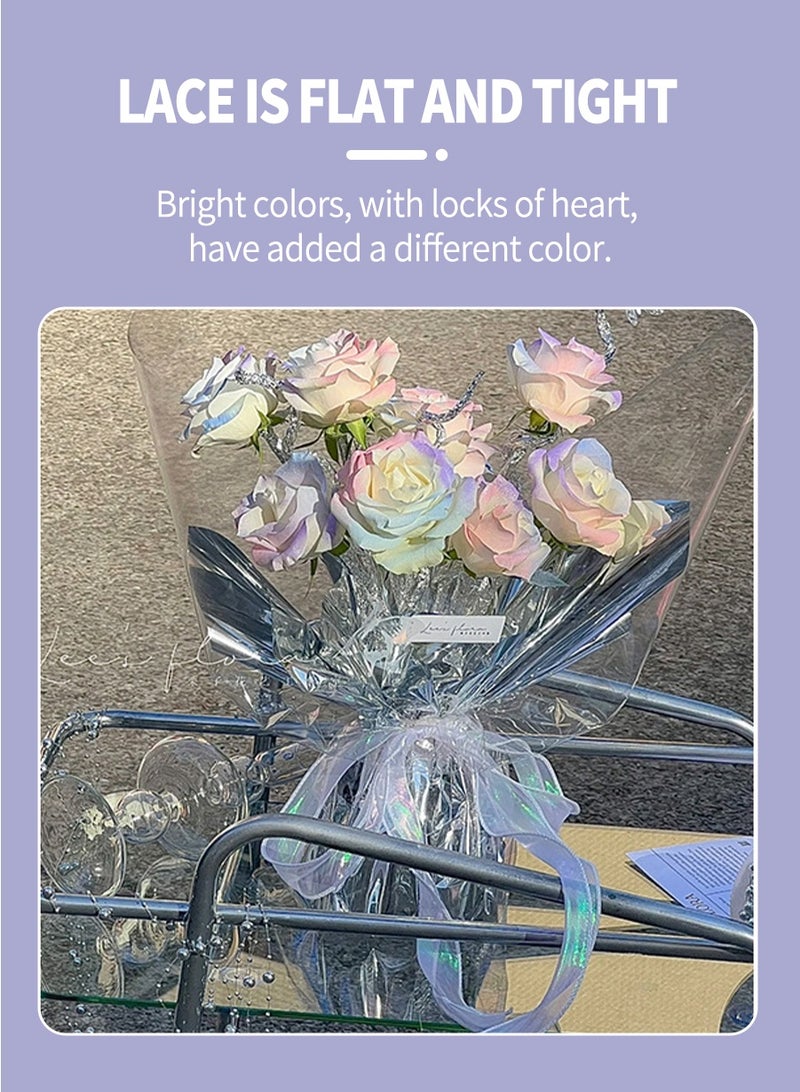 BEIRUI 4 rolls of illusion sash, DIY cake chiffon ribbon, wedding flower bow decoration, suitable for birthday, wedding, holiday, party, gift packaging, etc. (9 meters per roll) - Image 3