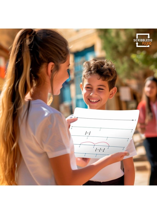 Scribbledo Fraction 9”X12” Dry Erase Number Line For Students Small White Board Dry Erase Sheets Math Manipulatives Numberline Homeschool Supplies Teacher Classroom Pack Of 10 Sheets  - Image 4