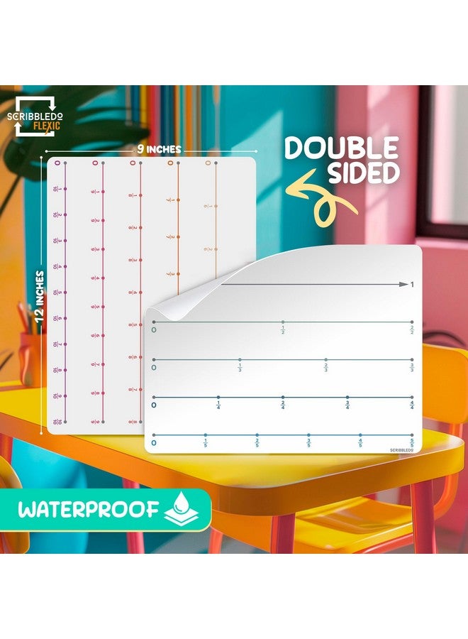Scribbledo Fraction 9”X12” Dry Erase Number Line For Students Small White Board Dry Erase Sheets Math Manipulatives Numberline Homeschool Supplies Teacher Classroom Pack Of 10 Sheets  - Image 2