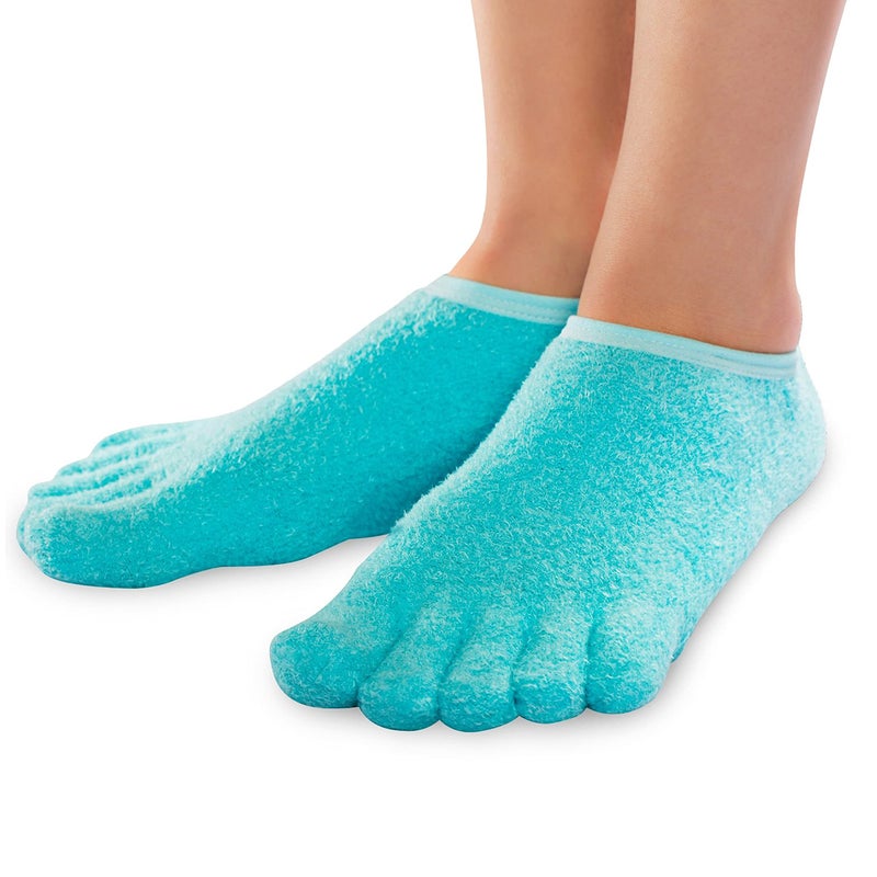 NatraCure 5Toe Gel Lined Foot Moisturizing Socks by NatraCure Aloe Shea Infused Fuzzy Hydrating Socks Soft Feet Moisturizer Spa Pedicure Socks for Dry Cracked Heels Calluses Size XXSmall 