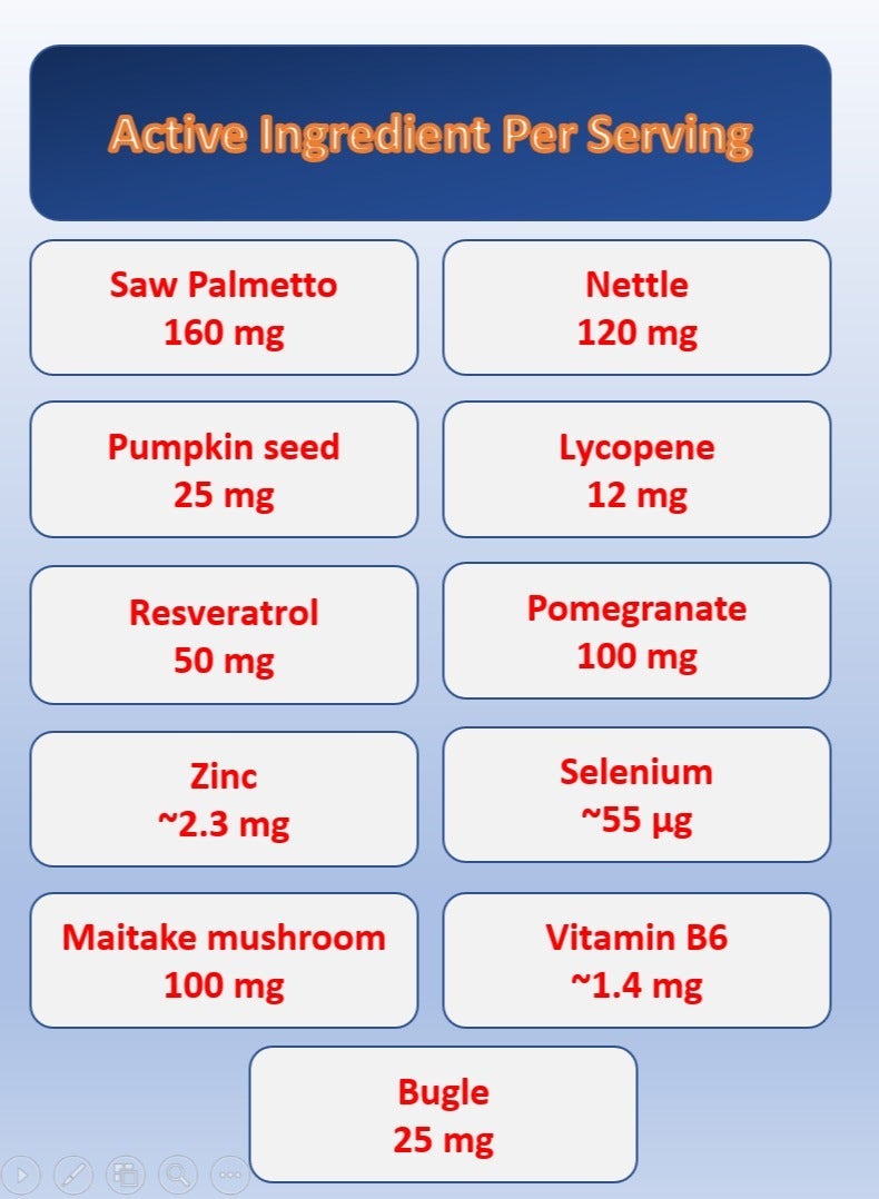 MARNYS Prosvital 60 capsules (Saw Palmetto, Nettle, Pomegranate, Maitake mushroom, Resveratrol, Pumpkin seed, Bugle, Lycopene, Zinc, Vitamin B6 & Selenium) - Image 2