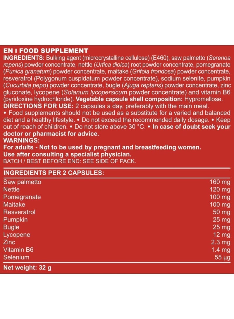 MARNYS Prosvital 60 capsules (Saw Palmetto, Nettle, Pomegranate, Maitake mushroom, Resveratrol, Pumpkin seed, Bugle, Lycopene, Zinc, Vitamin B6 & Selenium) - Image 4