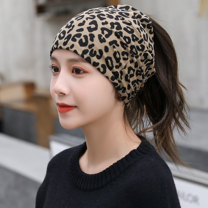 Versatile Autumn Winter Twist Scarf Cap No. 12 leopard print 