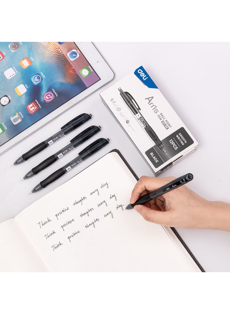 ديلي قلم أسود 0.7 مم، قلم ضغاط، حبر منخفض اللزوجة، قبضة ناعمة لتجربة استخدام مريحة، مجموعة من 12 قلم - Image 3