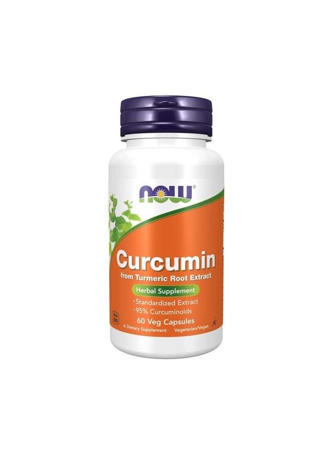 now Supplements, Turmeric Curcumin, Derived from Turmeric Root Extract, 95% Curcuminoids, Herbal Supplement, 60 Veg Capsules - Image 1