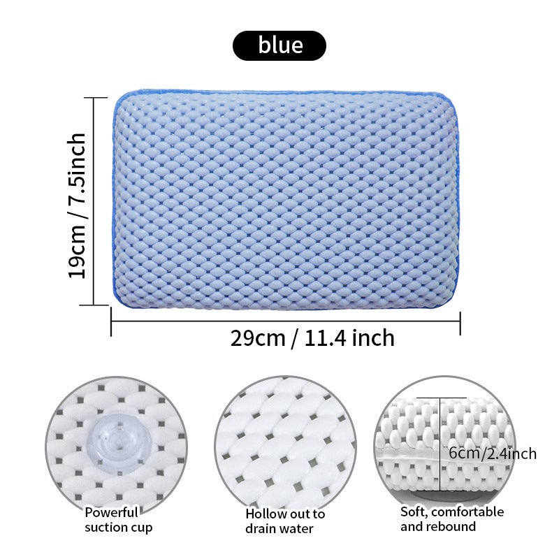 Bath Pillow: Blue 150g High-Quality Foam - Suction Cup Secure Grip Multi-Purpose Pillow for Hotel Rooms, Swimming Pools and Daily Bathing - Image 1